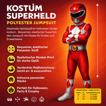 Kinder Superheld Kostüm Stretch-Polyester Jumpsuit mit Maske