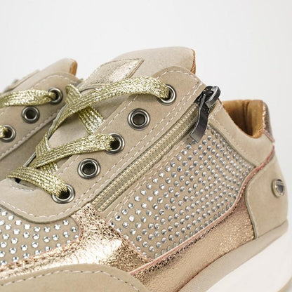 Damen Plateau-Schnürsneaker Strass Glitzer