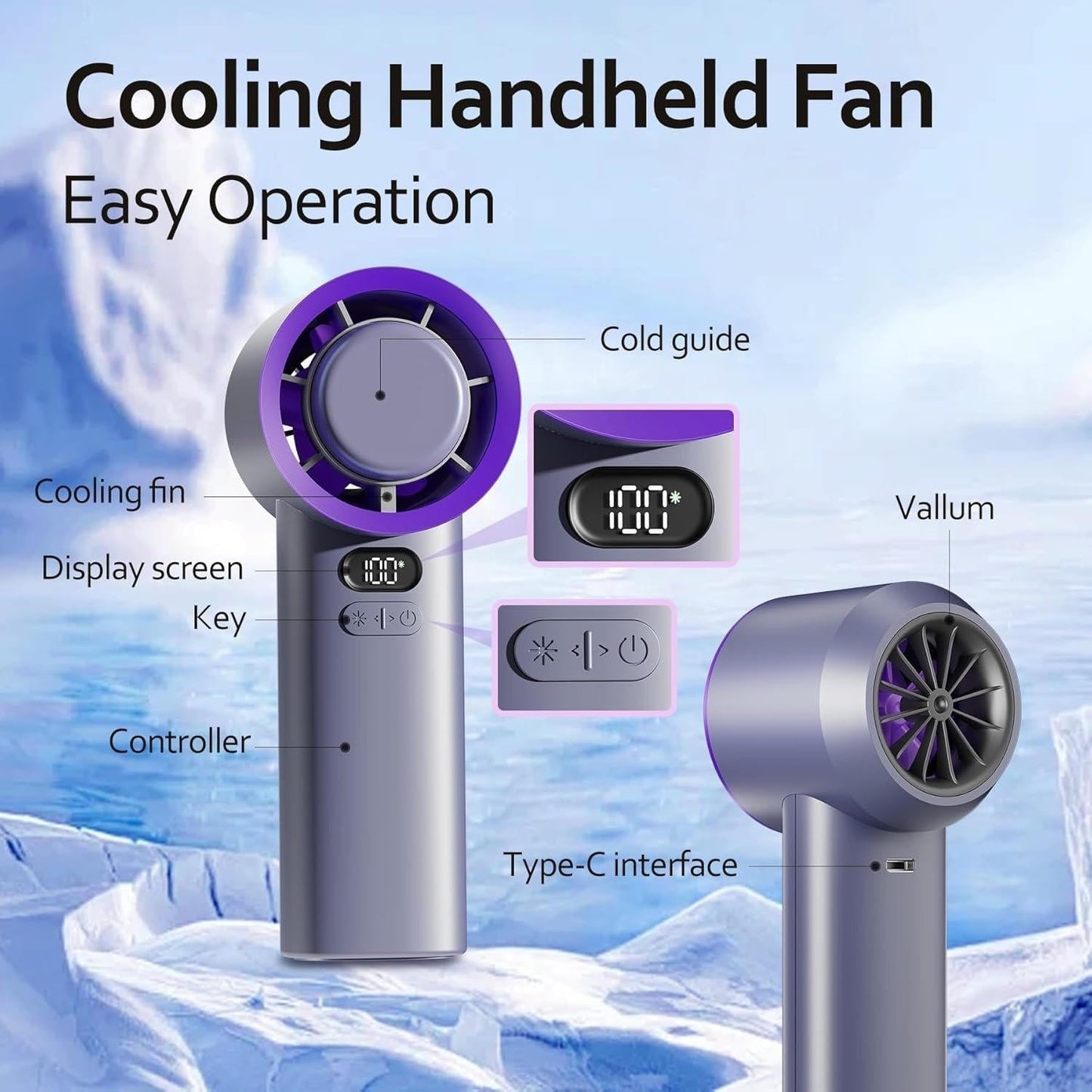Kabelloser Handventilator Wiederaufladbarer Akku Tragbar