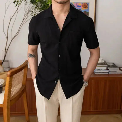 Aiden Herren Sommerhemd Kurzarm Relaxed Fit Weiß