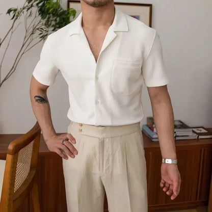 Aiden Herren Sommerhemd Kurzarm Relaxed Fit Weiß