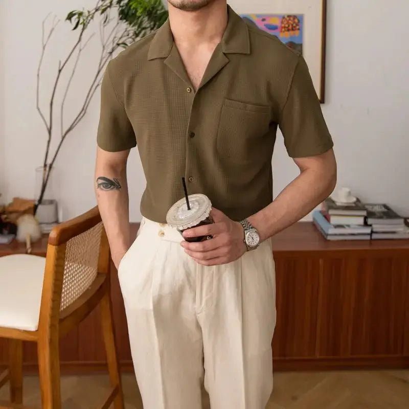 Aiden Herren Sommerhemd Kurzarm Relaxed Fit Weiß - Norvielle