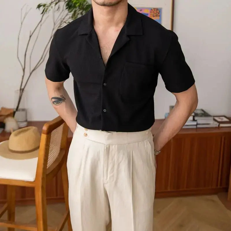 Aiden Herren Sommerhemd Kurzarm Relaxed Fit Weiß