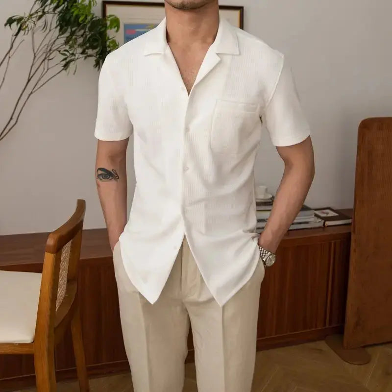 Aiden Herren Sommerhemd Kurzarm Relaxed Fit Weiß