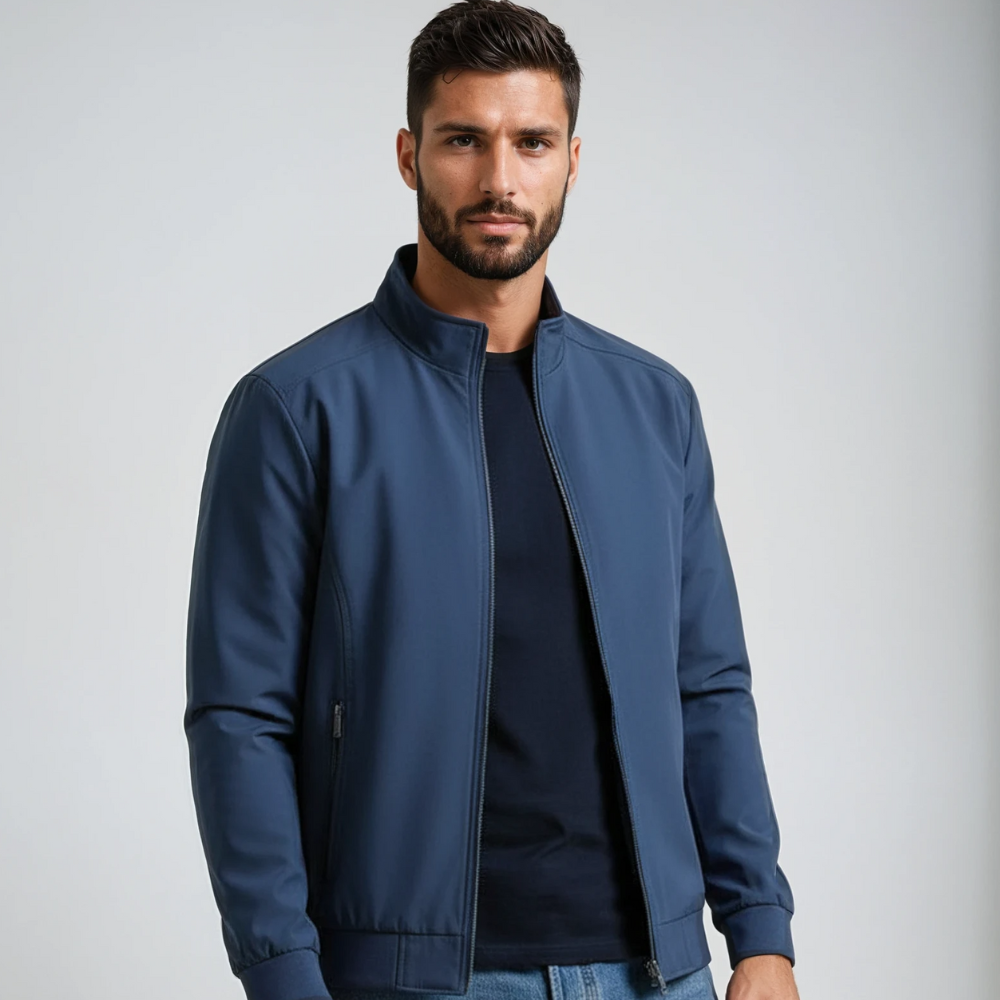 Herren Harrington-Jacke Reißverschluss Winddicht Schwarz - Norvielle
