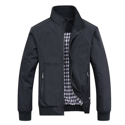 Harrington-Jacke | Mit Reißverschluss | Herbst | Windjacke | Herrenjacke-Schwarz-S-Chaps Herrenmode
