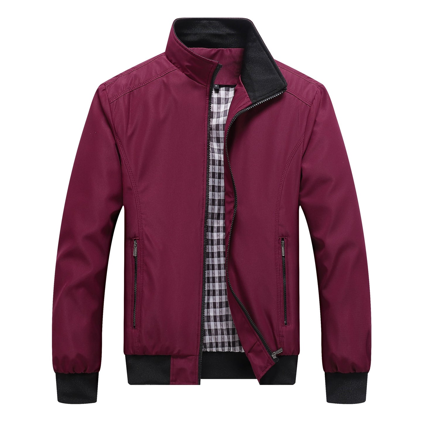 Harrington-Jacke | Mit Reißverschluss | Leicht | Winddicht | Herrenjacke-Rot-S-Chaps Herrenmode