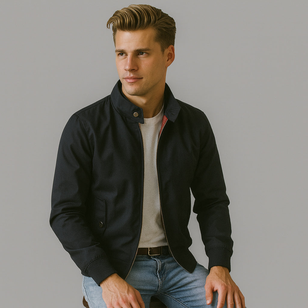 Herren Bomberjacke Reißverschluss Herbst Schwarz - Norvielle