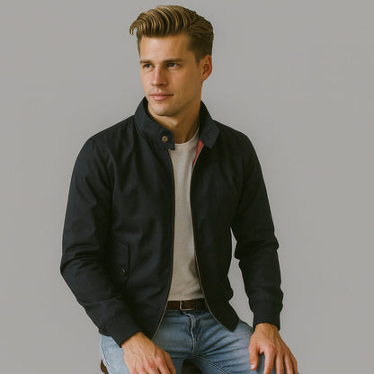 Herren Bomberjacke Reißverschluss Herbst Schwarz - Norvielle
