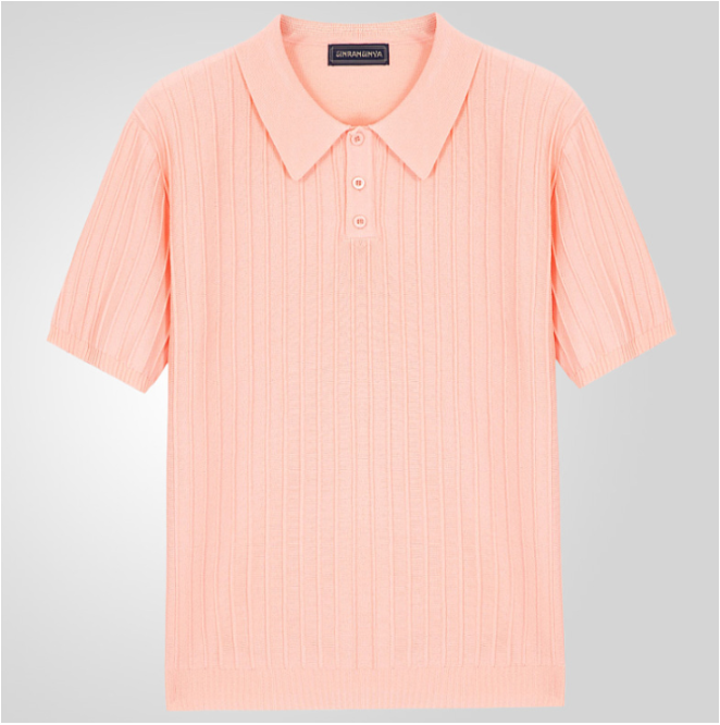 Werner Herren Kurzarm Polo-Shirt Geripptes Strick Weiss