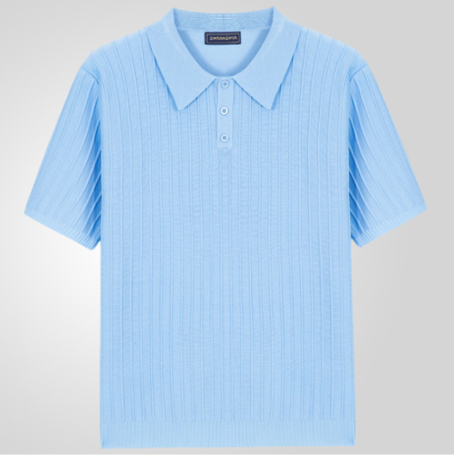 Werner Herren Kurzarm Polo-Shirt Geripptes Strick Weiss - Norvielle