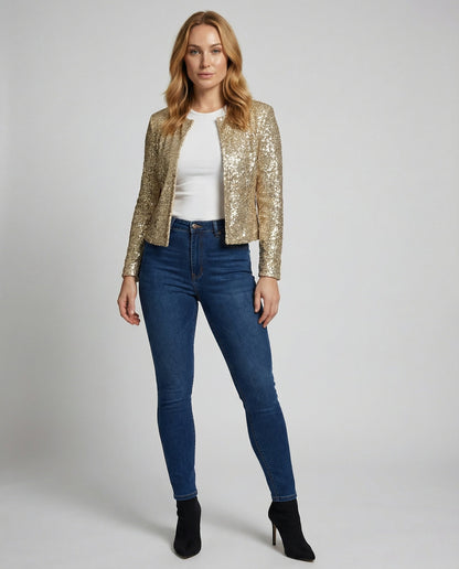 Damen Glitzerjacke Abendkleid Norvielle
