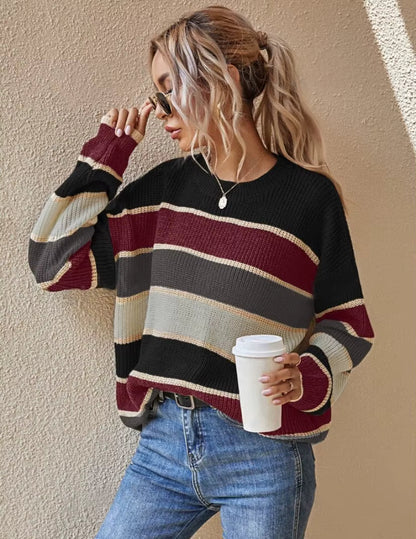 Serenelle Damen Oversize-Pullover Strick Weich Grau