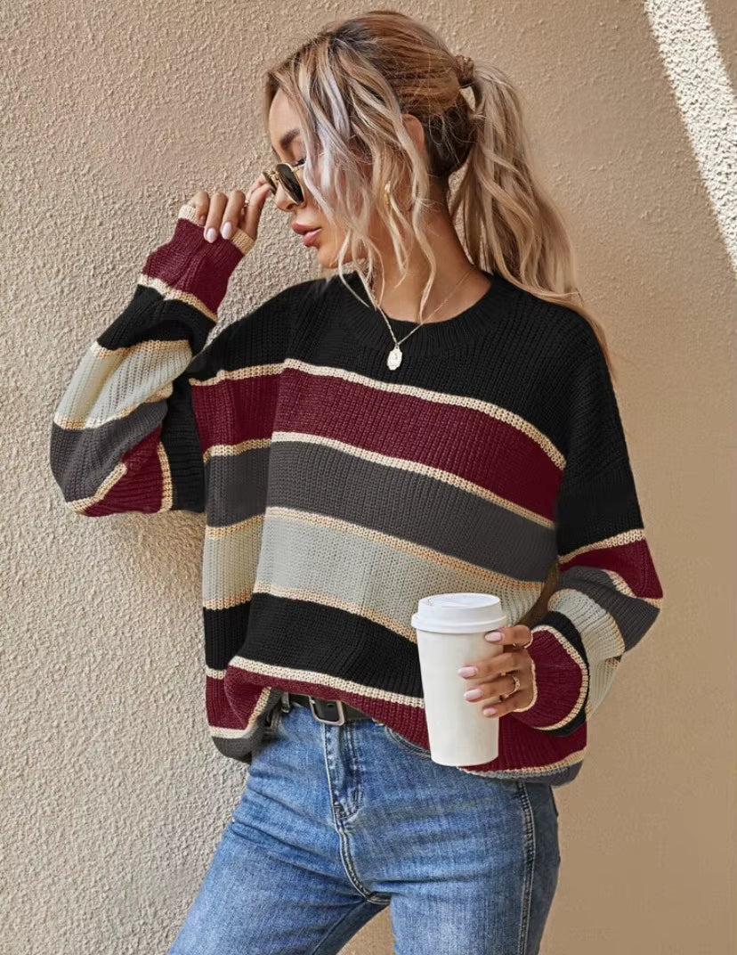 Serenelle Damen Oversize-Pullover Strick Weich Grau