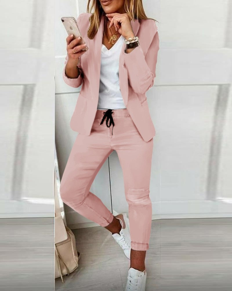 Norvielle Damen Blazer-Set aus Stretch-Material