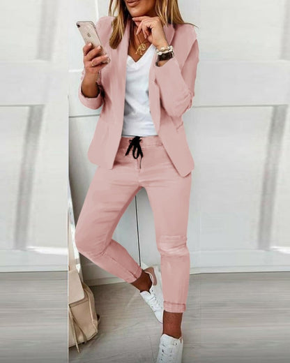 Norvielle Damen Blazer-Set aus Stretch-Material