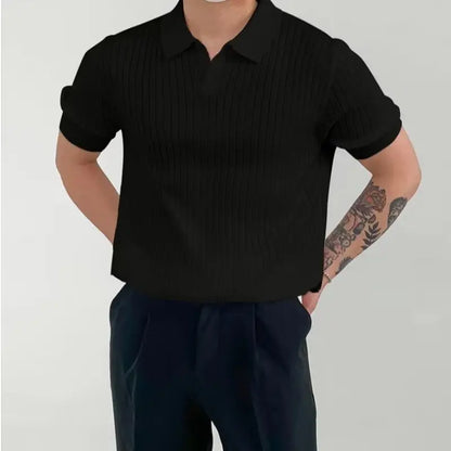 Herren Polo-Shirt Strukturmuster Moderner Schnitt