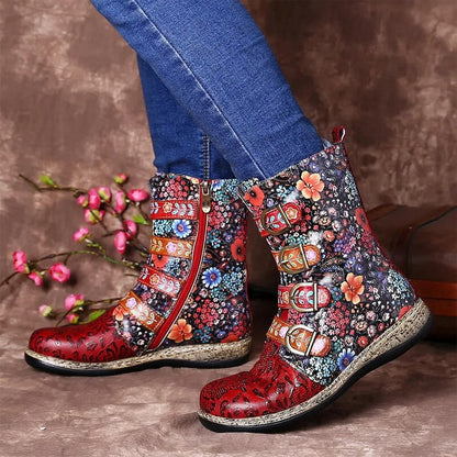 Norvielle Herren Stiefel Grako Leder Retro Metall Schnalle