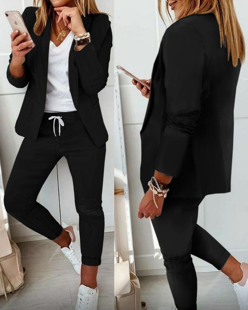 Norvielle Damen Blazer-Set aus Stretch-Material