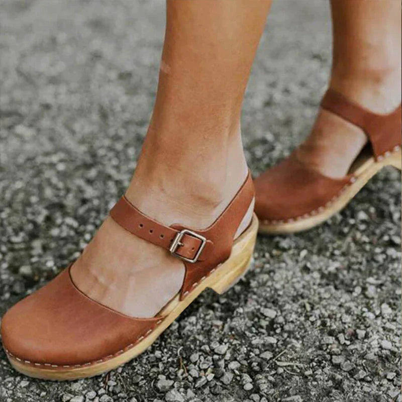 Norvielle Damen Orthopädische Keilsandaletten Braun - Norvielle