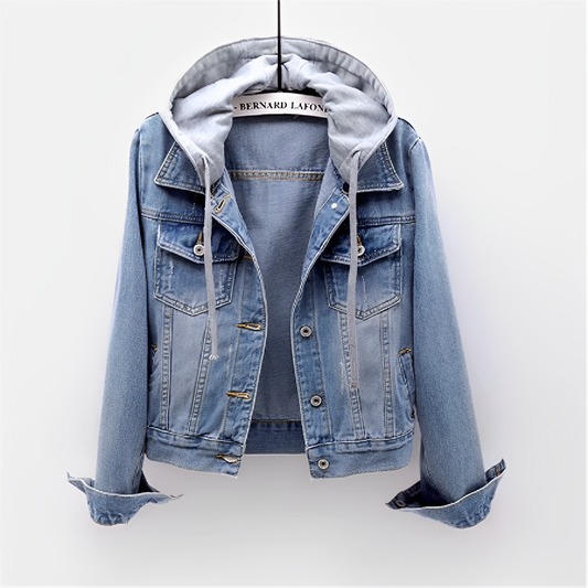 Adah Damen Lange Jeansjacke Abnehmbare Kapuze - Norvielle