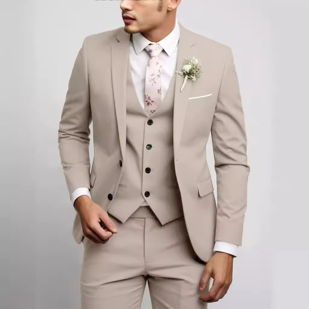 Herren 3-teiliger Anzug mit Weste, Elegant,
