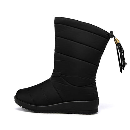 Damen Winterstiefel Gefüttert Warm Rutschfest Schwarz - Norvielle