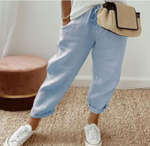 Damen Boho-Hose Baumwolle Sommerhose Natur - Norvielle