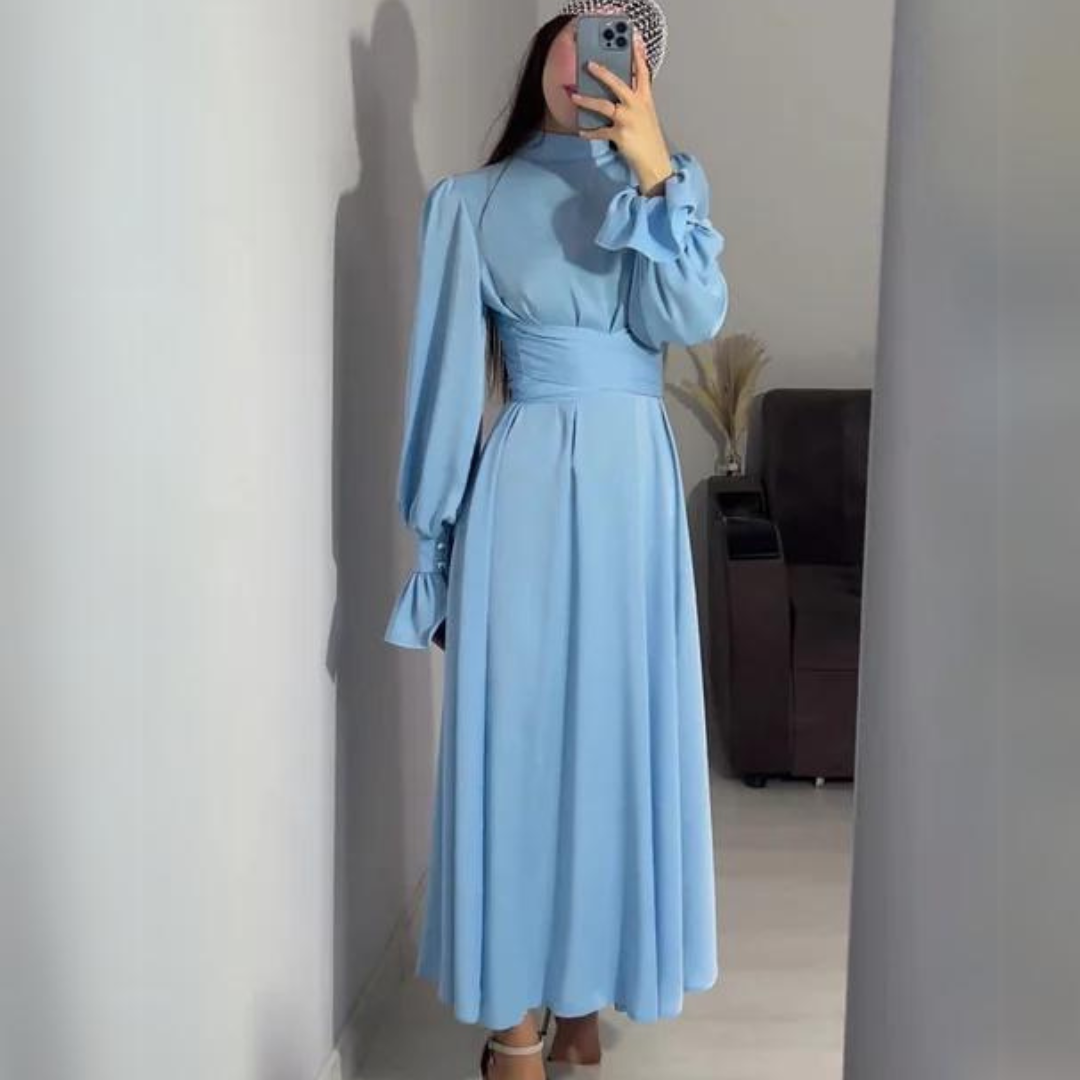 Norvielle Damen Seidenkleid Langärmlig Weich