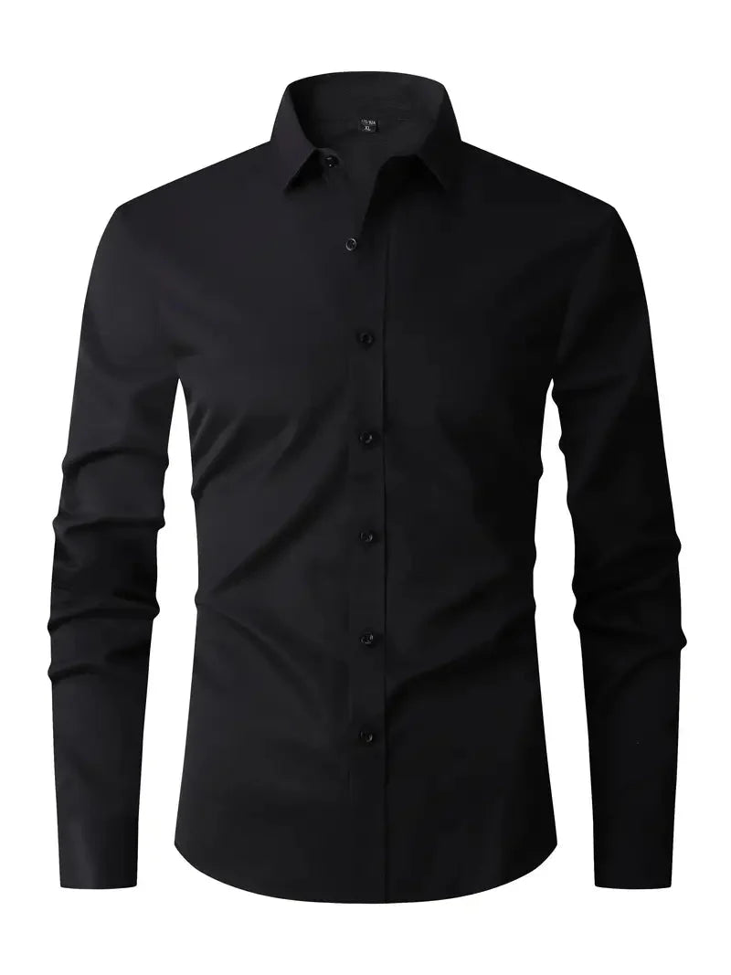 Hemd | Langarm | Knitterfrei | Hemd mit Knopfleiste | Herrenhemd-Schwarz-XS-Chaps Herrenmode