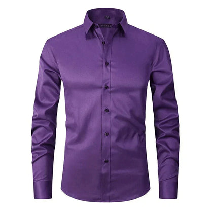 Hemd - Langarm - Stretchig - Bügelfreies Hemd - Herrenhemd-Lila-S-Chaps Herrenmode