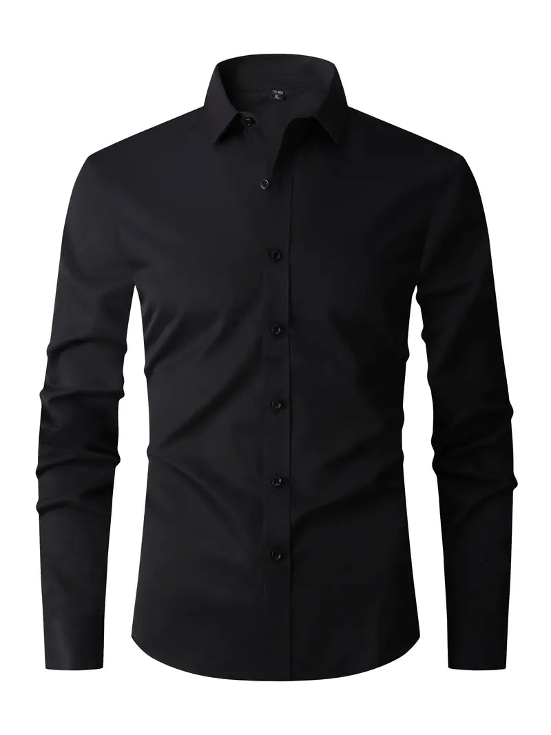 Hemd | Slim-Fit | Langarm | Knopfleiste | Herrenhemd-Schwarz-S-Chaps Herrenmode