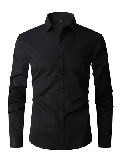 Hemd | Slim-Fit | Langarm | Knopfleiste | Herrenhemd-Schwarz-S-Chaps Herrenmode
