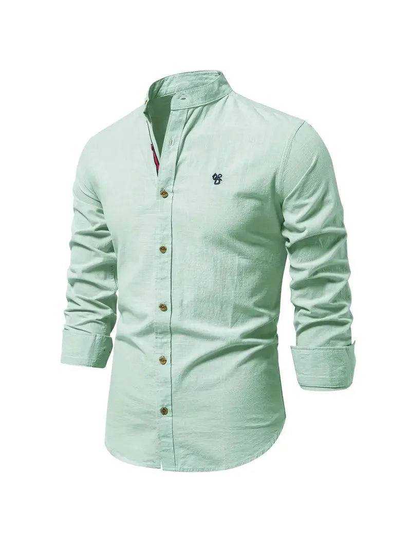 Hemd mit Knopfleiste - Bequem - Schmale Passform - Lange Ärmel - Herrenhemden-Hellgrün-XS-Chaps Herrenmode