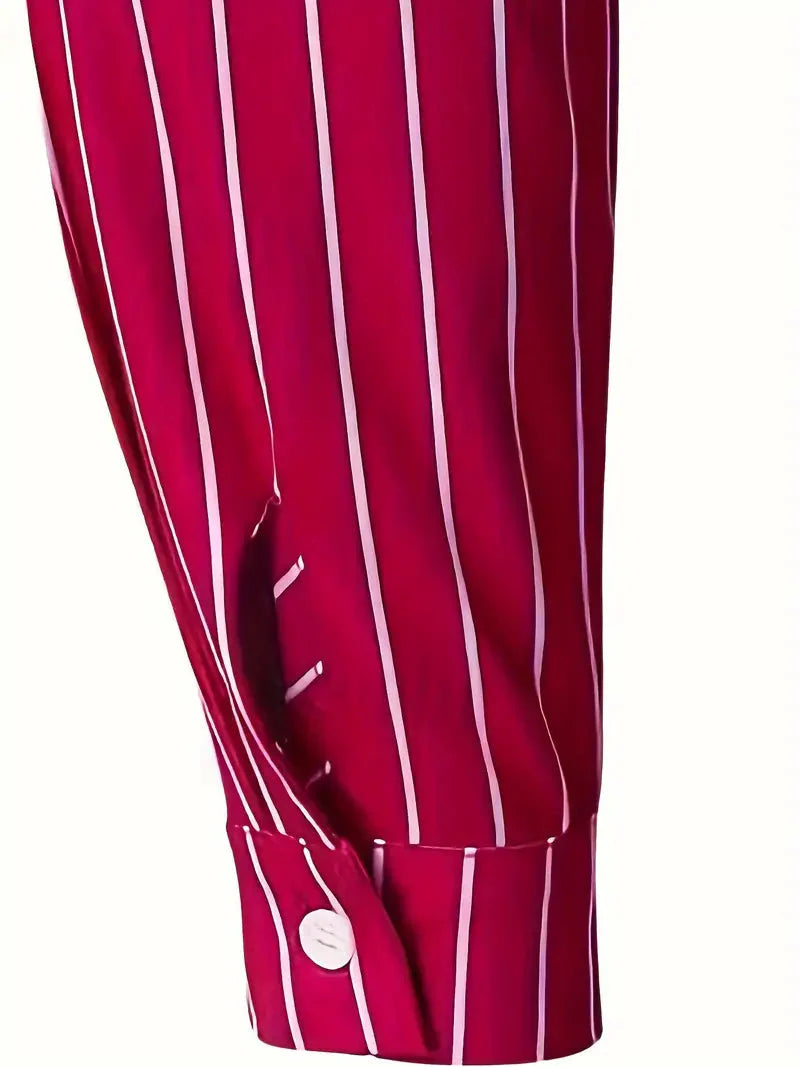 Hemd mit Knopfleiste - Gestreiftes Langarmhemd für Männer mit schmaler Passform-Chaps Herrenmode