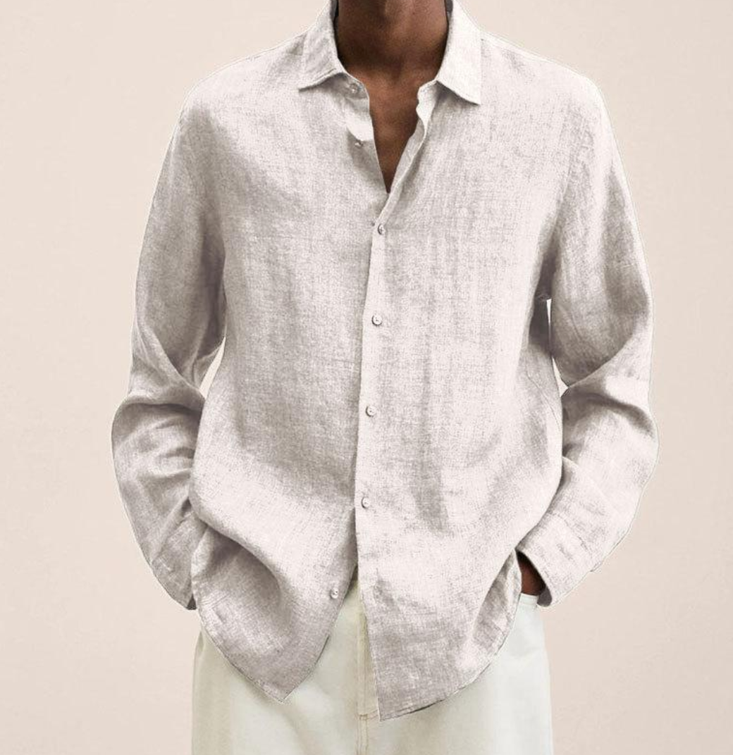 Hemd mit Knopfleiste - Herrenhemd mit Umlegekragen und langen Ärmeln - Loose Fit-Weiß-XS-Chaps Herrenmode