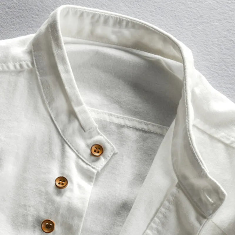Hemd mit Knopfleiste | Klassisch | Japanischer Stil | Langarm | Herrenhemd-Chaps Herrenmode