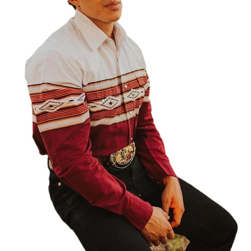 Herren Langarmhemd Western Regular Fit mit Knöpfen - Norvielle