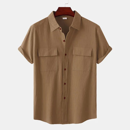 Hemd mit kurzen Ärmeln - Leichtes Hemd mit Knopfleiste für Männer-Khaki-S-Chaps Herrenmode