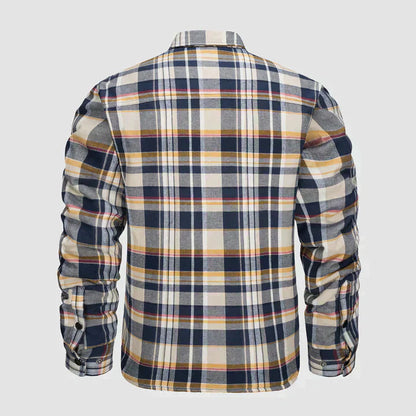 Hemdjacke – karierte, gesteppte Herren-Steppjacke mit Knöpfen-Chaps Herrenmode