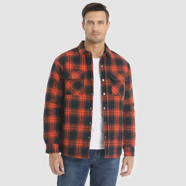 Hemdjacke – karierte, gesteppte Herren-Steppjacke mit Knöpfen-Chaps Herrenmode