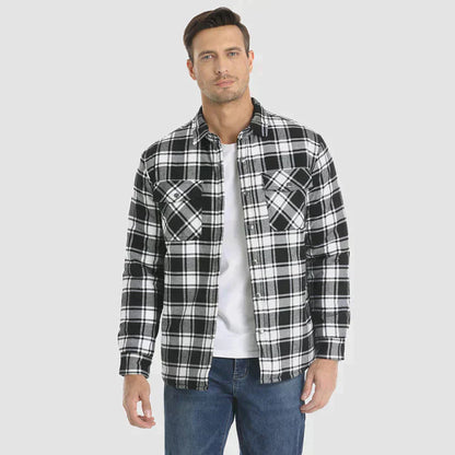 Herren Steppjacke Kariert Gesteppt Mit Knöpfen - Norvielle