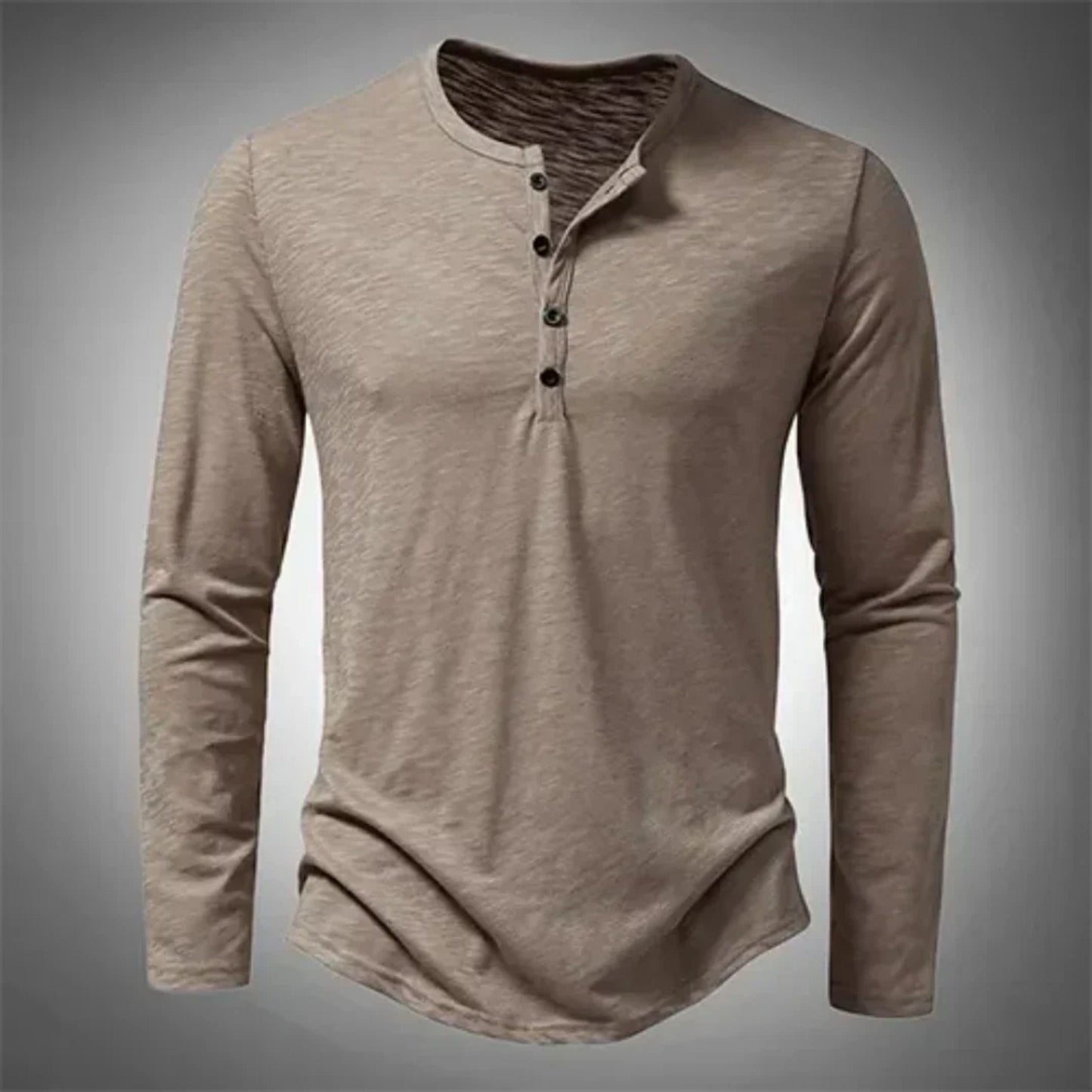 Herren Langarm Henley-Shirt Halbgeknöpft Blau - Norvielle