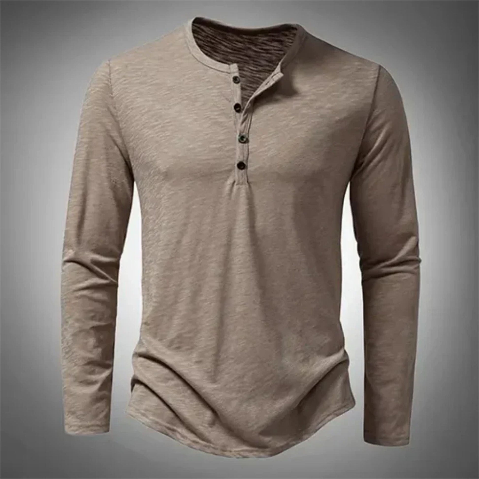 Herren Langarm-Henley-Shirt mit Knopfleiste - Norvielle