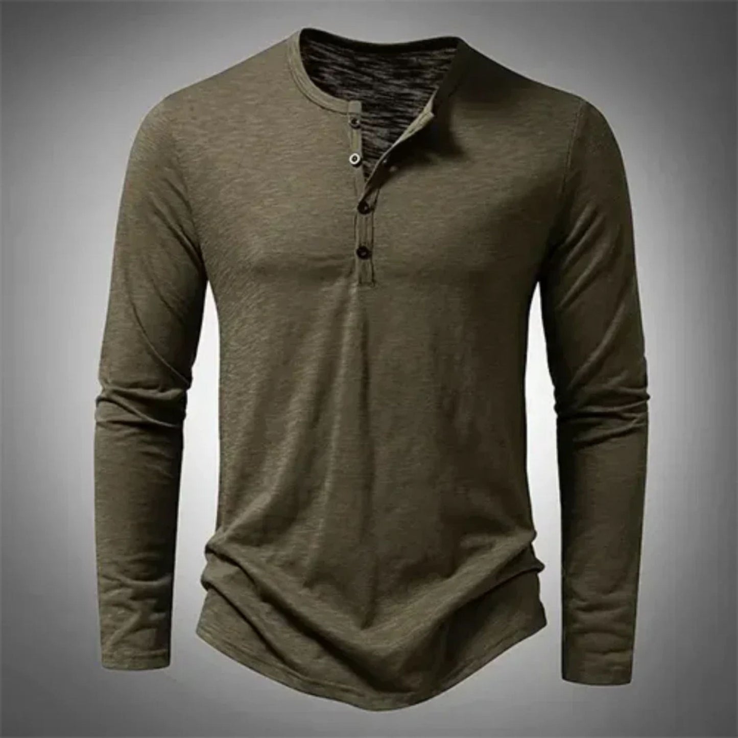 Herren Langarm-Henley-Shirt mit Knopfleiste