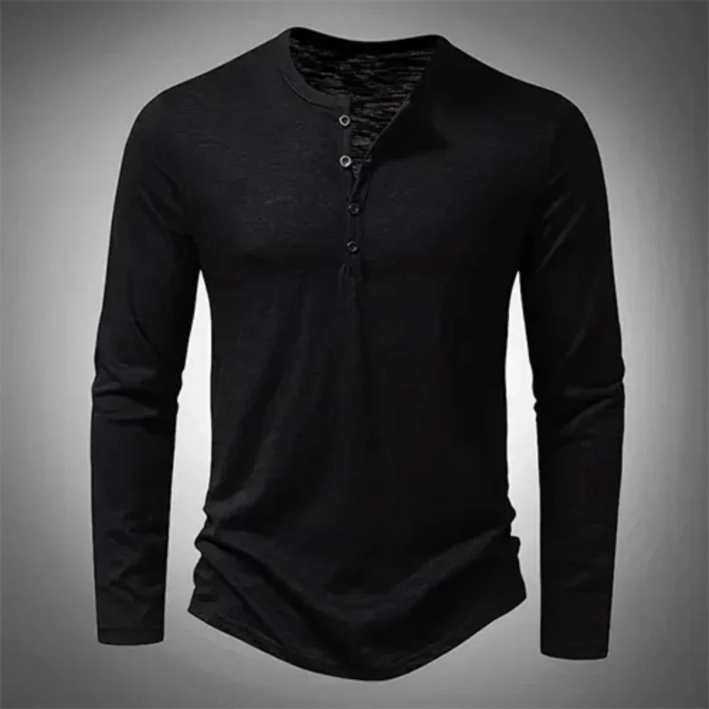 Herren Langarm-Henley-Shirt mit Knopfleiste
