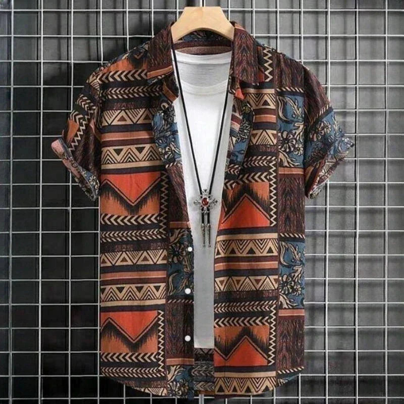 Herren Hawaii Hemd Kurzarm Gemustert