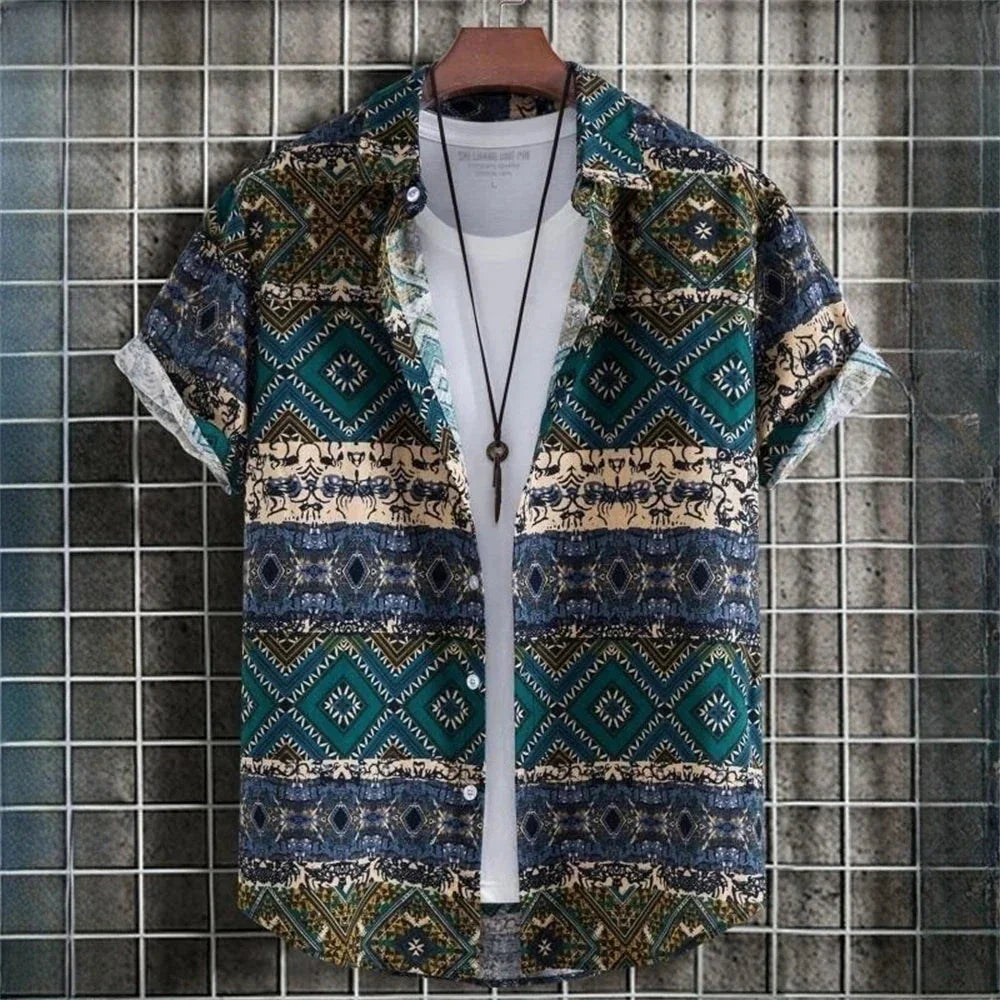 Herren Hawaii Hemd Kurzarm Gemustert
