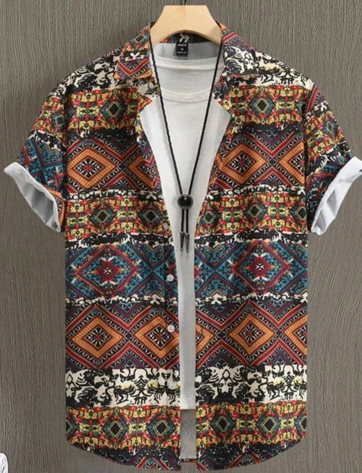 Herren Hawaii Hemd Kurzarm Gemustert