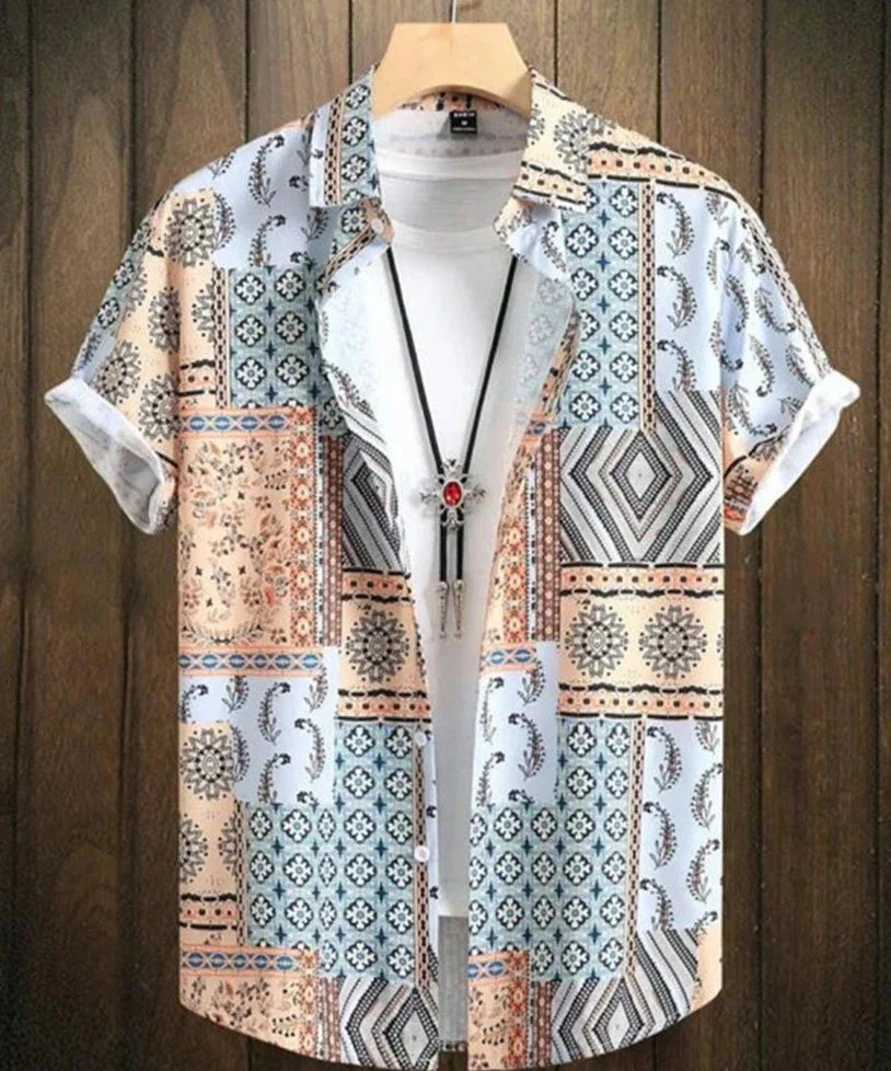 Herren Hawaii Hemd Kurzarm Gemustert